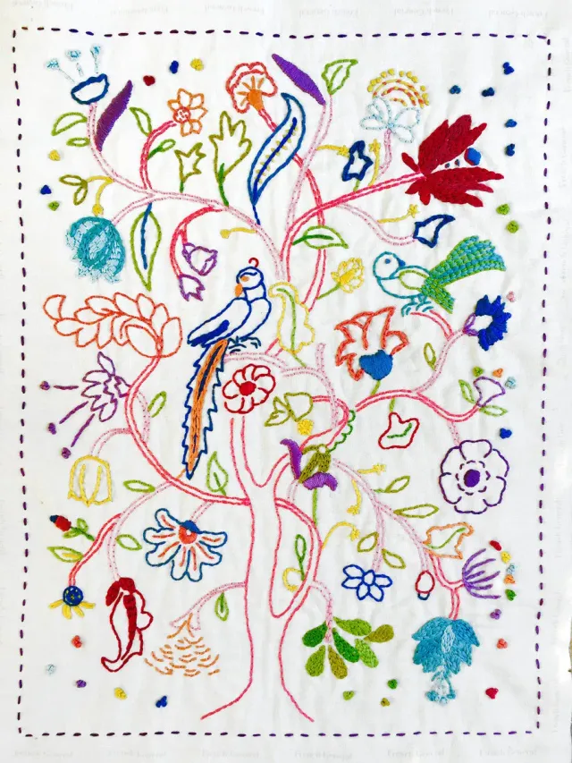 French General Pondicherry toile à broder lin gris 35x28cm