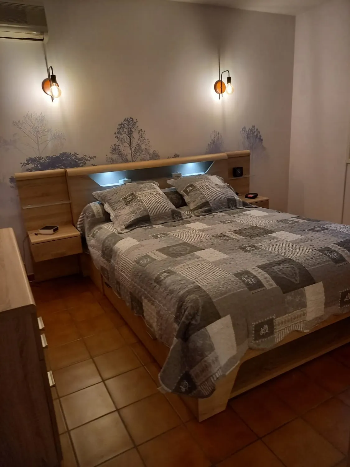 Stof Arkansas boutis 260x240 cm gris + 2 taies patchwork