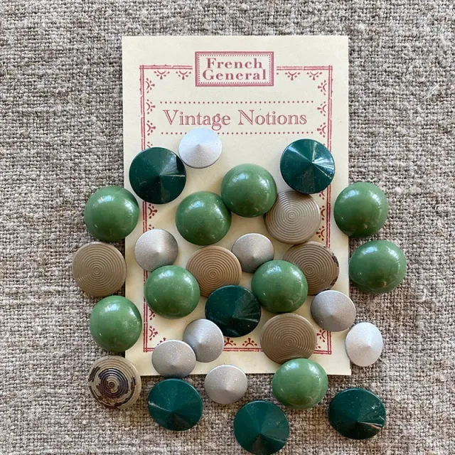 French General boutons métal vintage taupe lot brocante