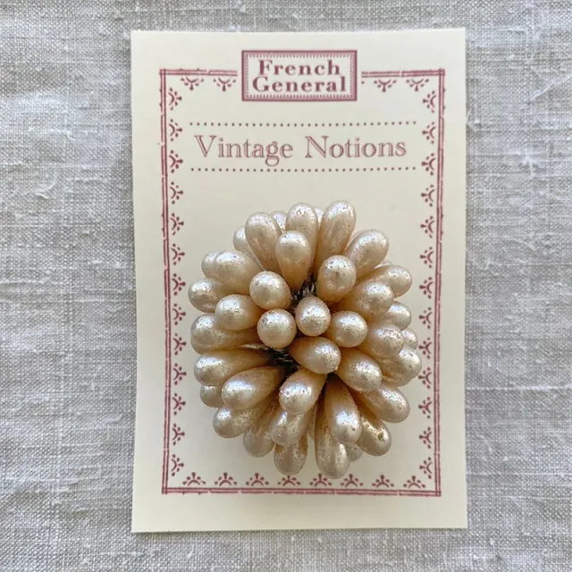 French General Glass Pearl Drops perles verre goutte vintage