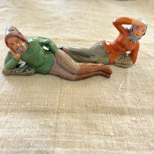 French General Found in France pêcheur figurine argile 10 cm