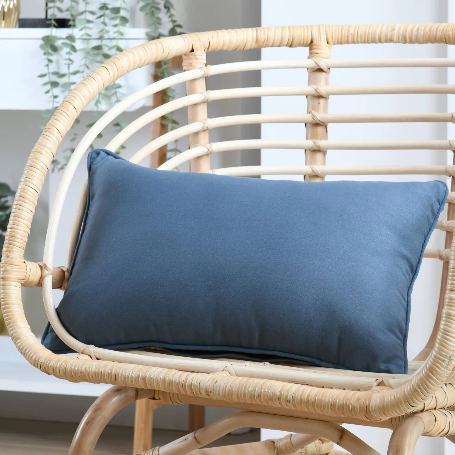 Stof Oxford coussin 30x50 bleu orage satin coton