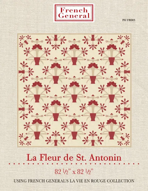 French General La Fleur de St Antonin patron mini quilt rouge