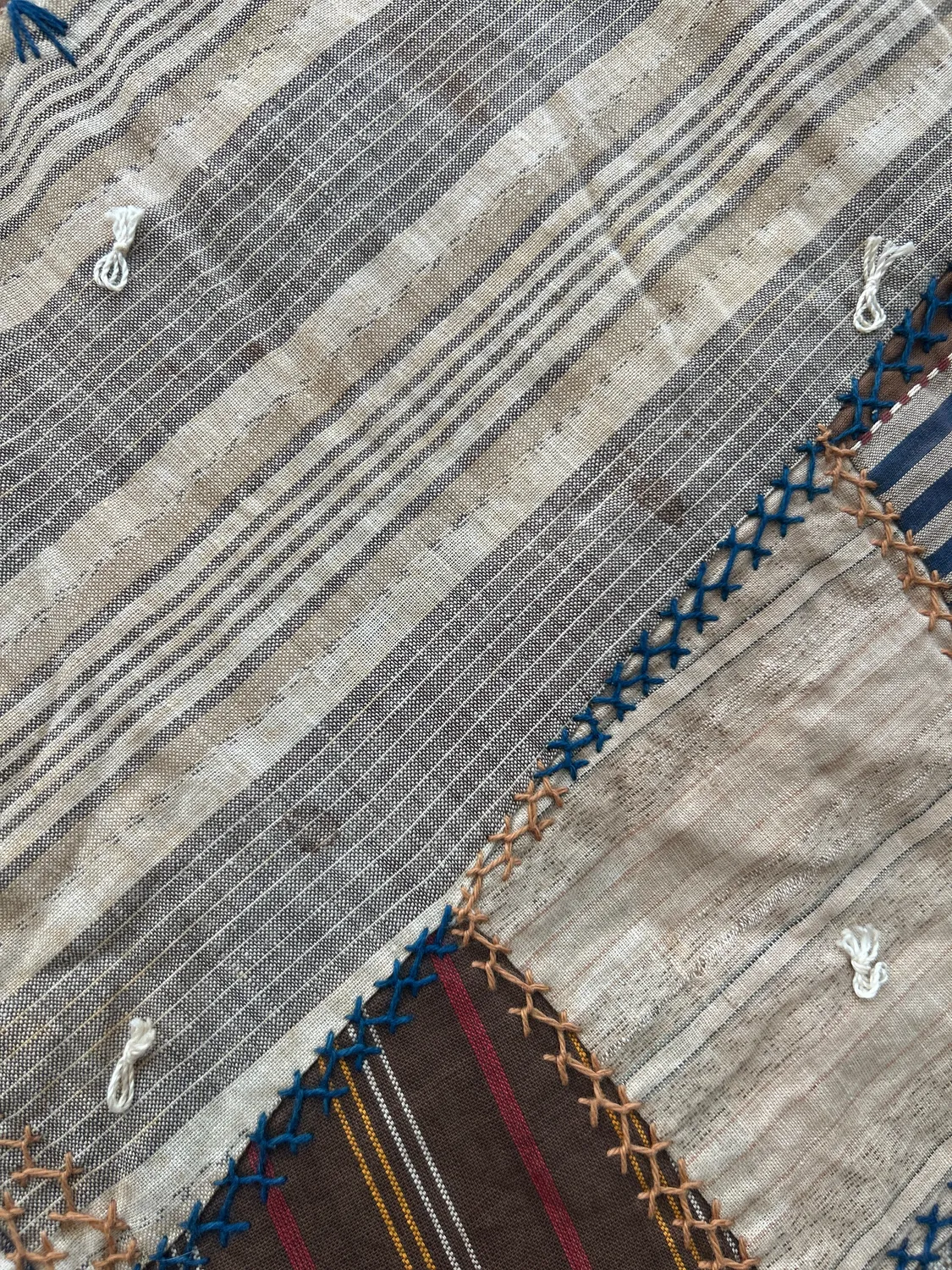 French General Antique Workwear crazy quilt 190x203cm