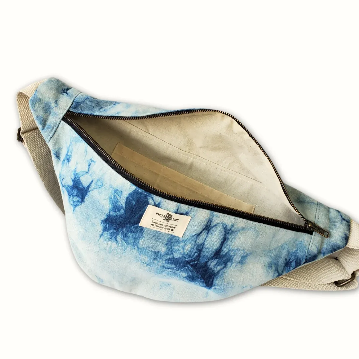 Tribu Indigo sac banane coton bio bleu orage 44x22