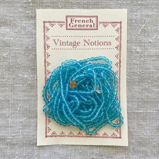 French General perles en verre vintage aqua clair 4 mm