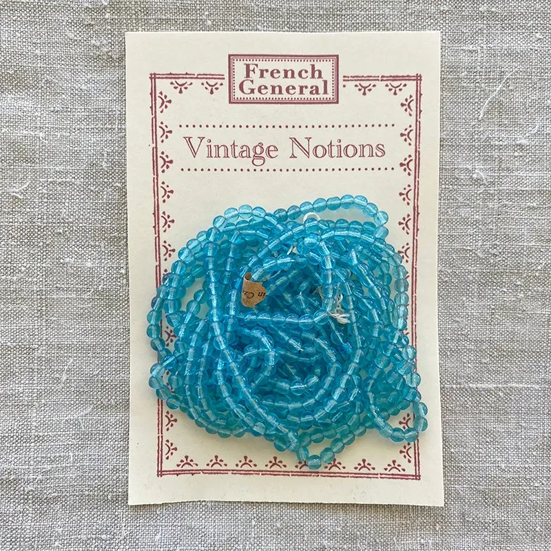 French General perles en verre vintage aqua clair 4 mm