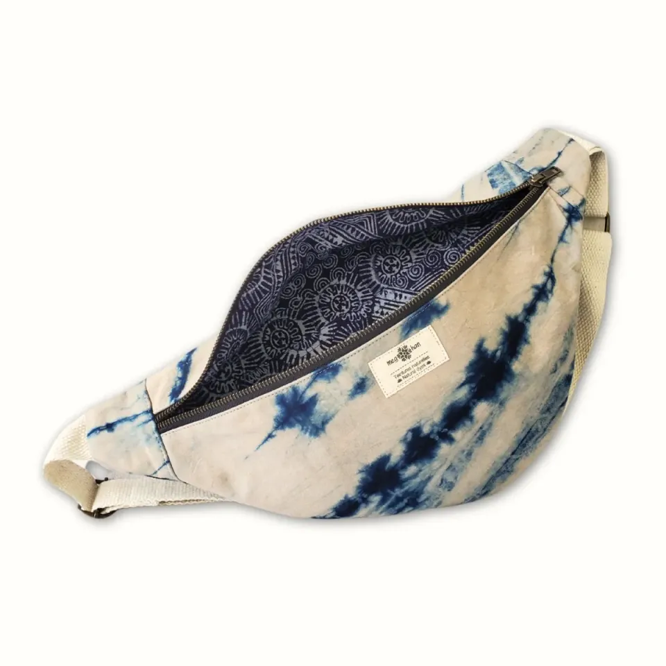 Tribu Indigo shibori sac banane tissu bleu indigo