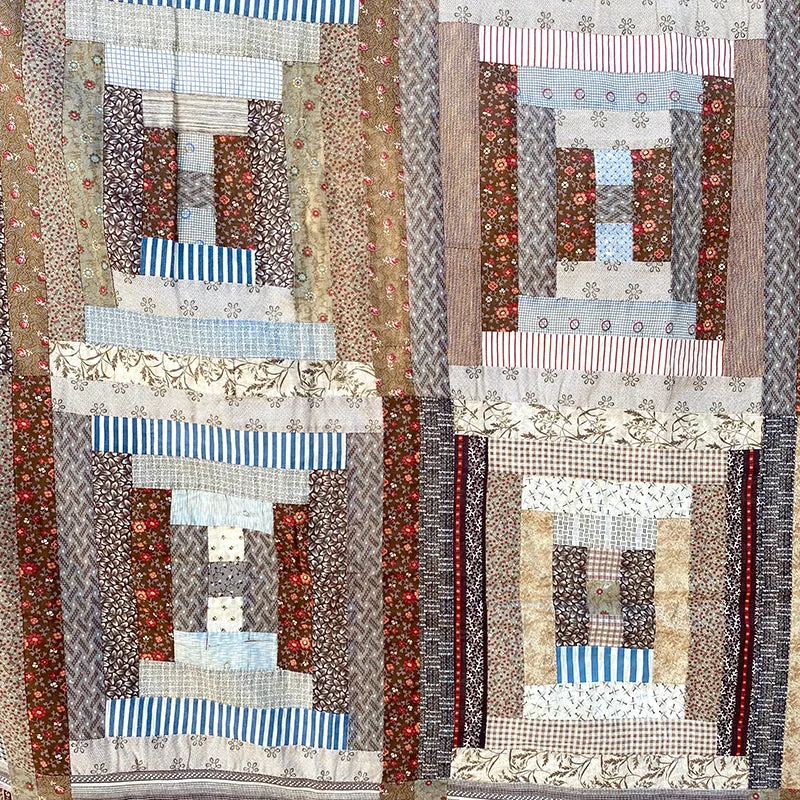 French General Courthouse Steps dessus de quilt ancien coton