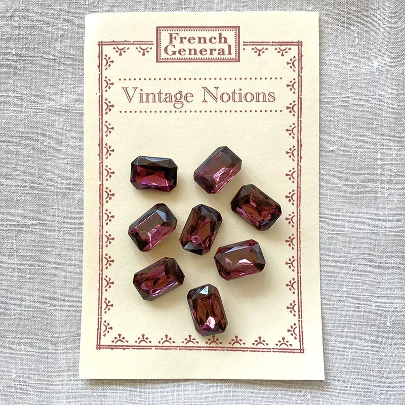 French General cabochons verre améthyste vintage x8