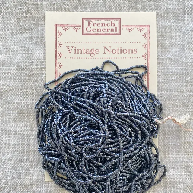 French General Vintage Seed Beads Hematite perles rocaille écheveau
