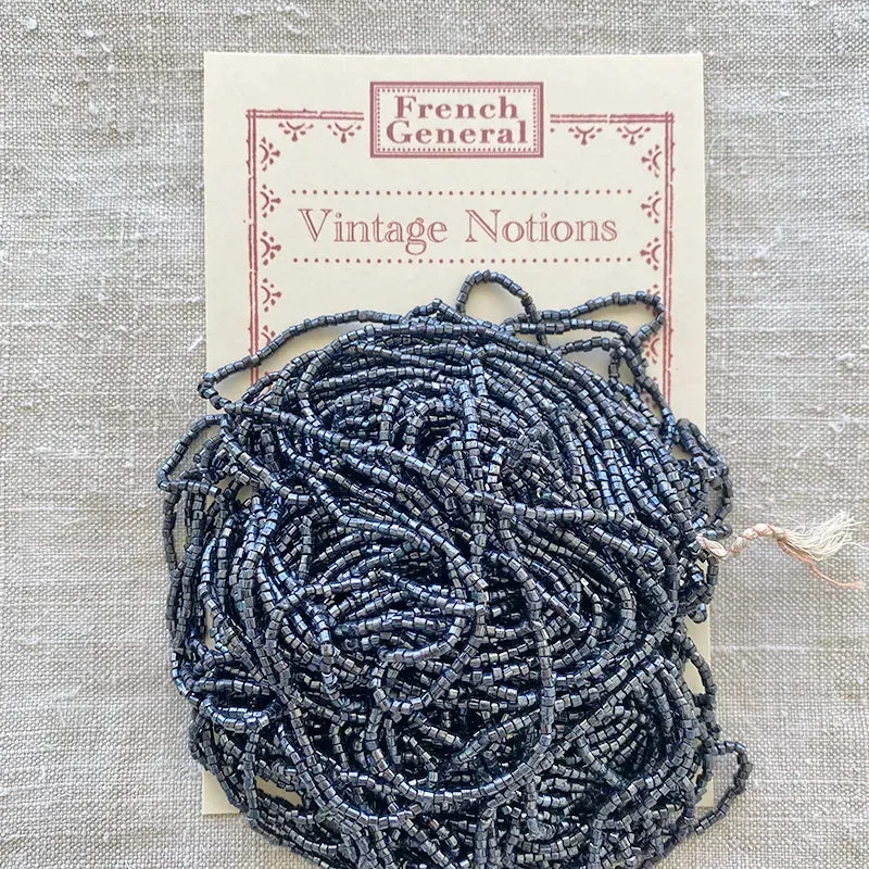 French General Vintage Seed Beads Hematite perles rocaille écheveau
