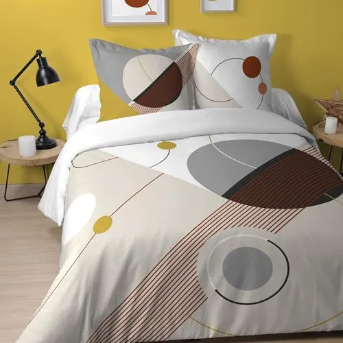 Stof Chroma housse couette 240x220 beige coton +2 taies
