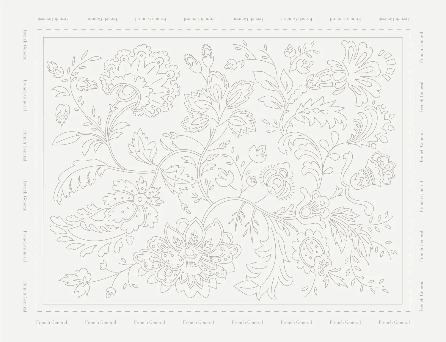 French General Atelier De France sampler broderie lin gris 35x28 cm