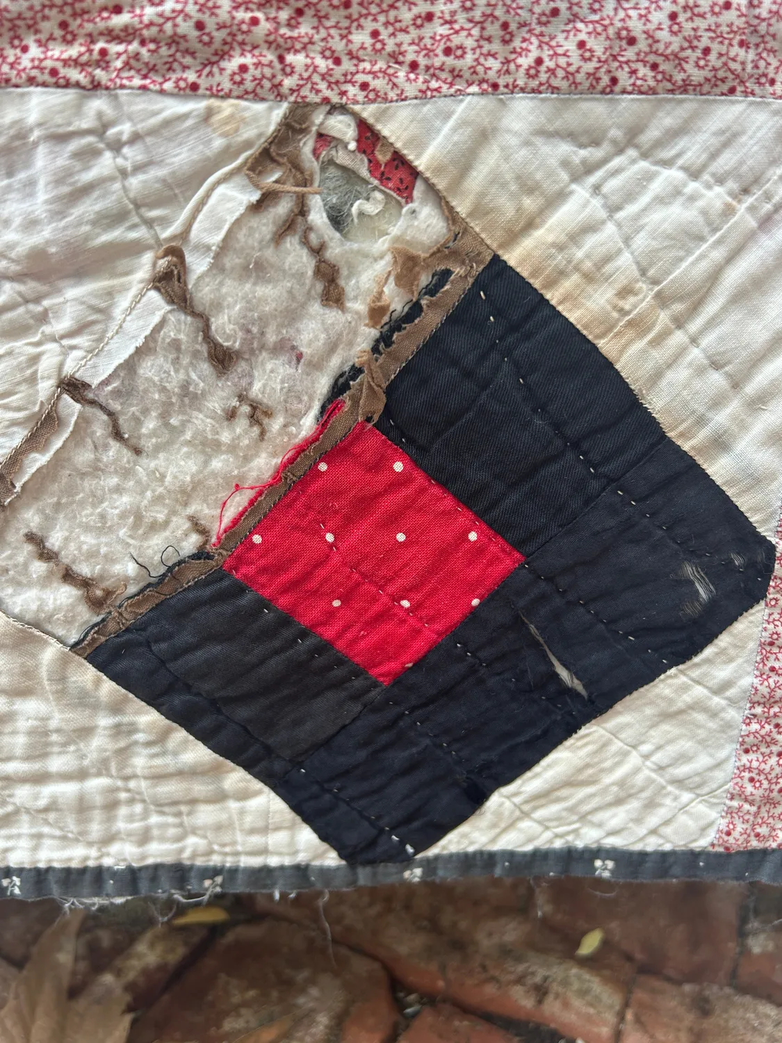 French General Quilt in a Quilt quilt ancien 178x190cm à découper