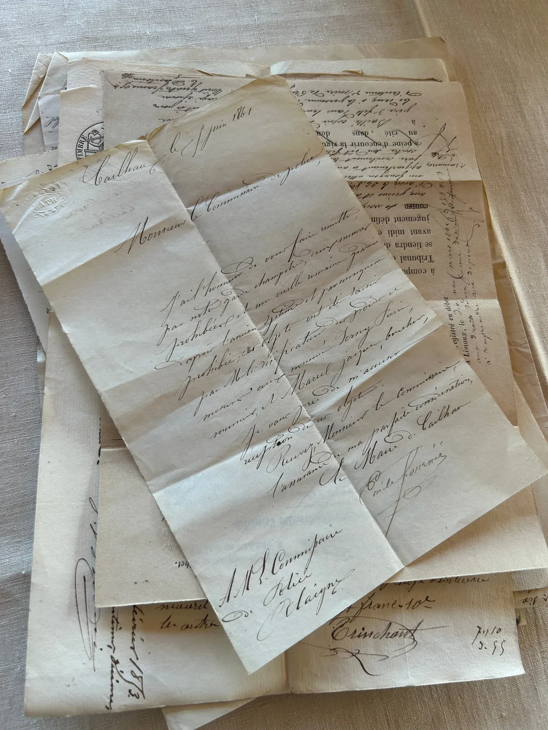 French General papiers français XIXe lot 12 feuilles anciens