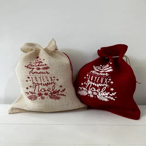 Tissushop sacs cadeau Noël jute 26x38 cm lot 2