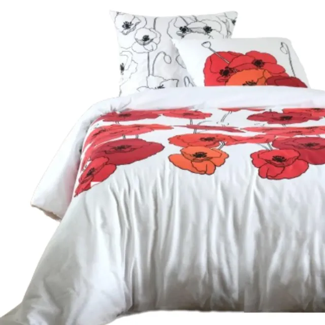 STOF Diane housse de couette 240x220 coton blanc rouge