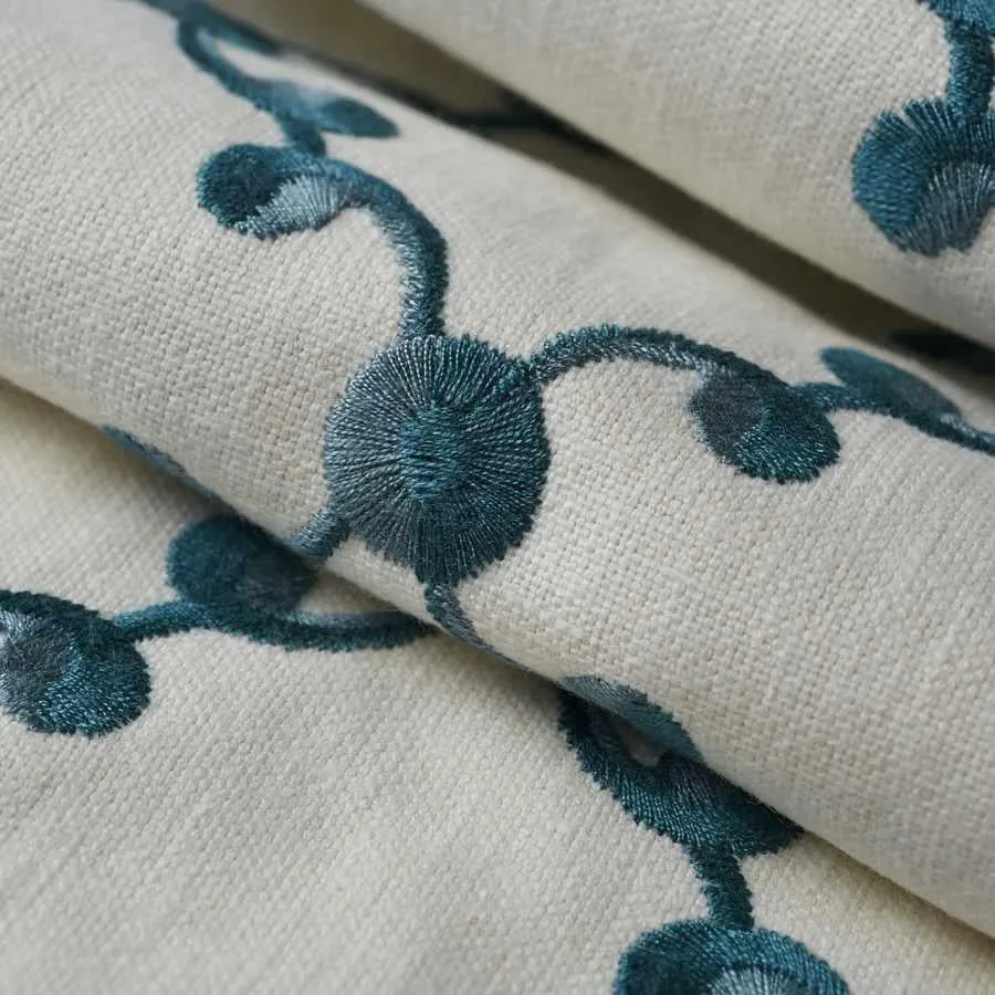 French General Morisette Azur Indigo tissu ameublement au mètre