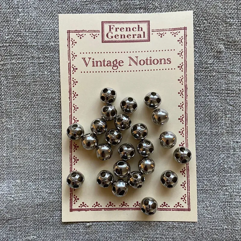 French General Vintage boutons métal argenté 10mm x24