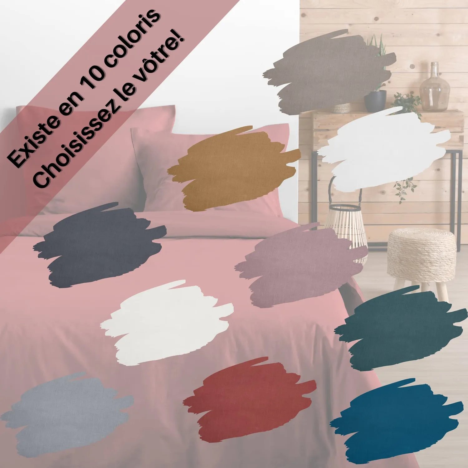 Stof Eden taie d’oreiller 63x63 cm grenache coton