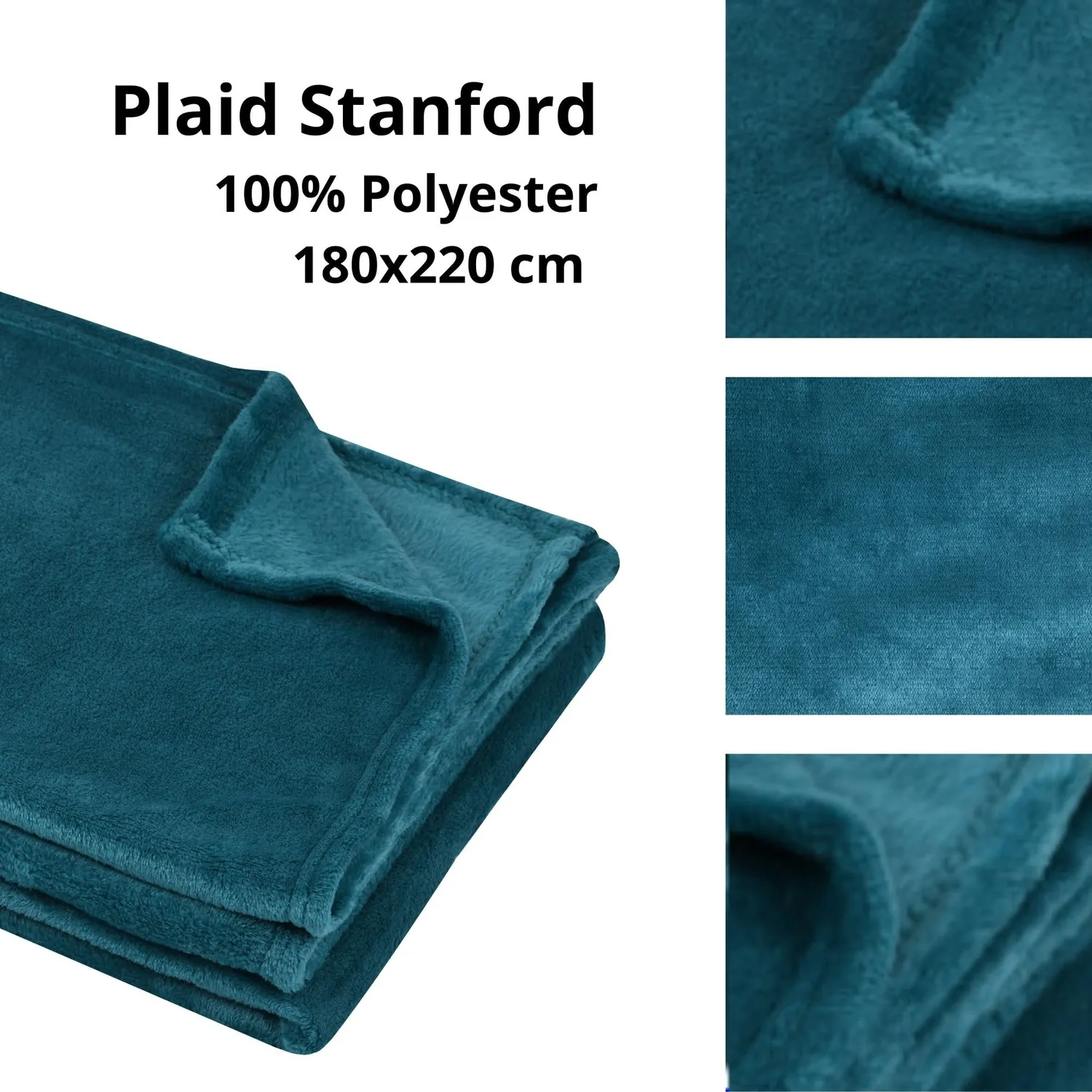 STOF Stanford plaid 180x220 cm pétrole polaire uni