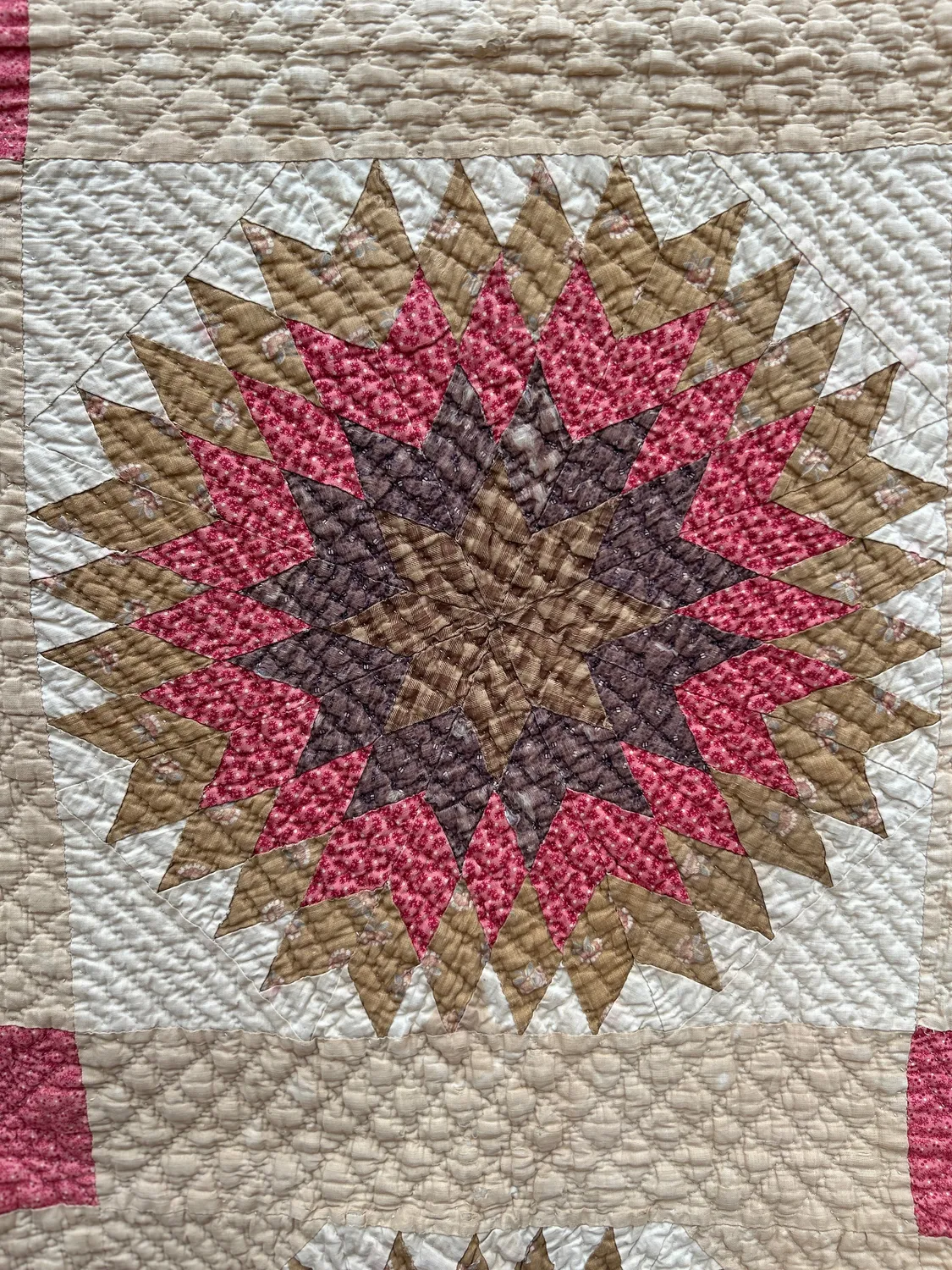French General Starburst quilt ancien main 152x198 cm