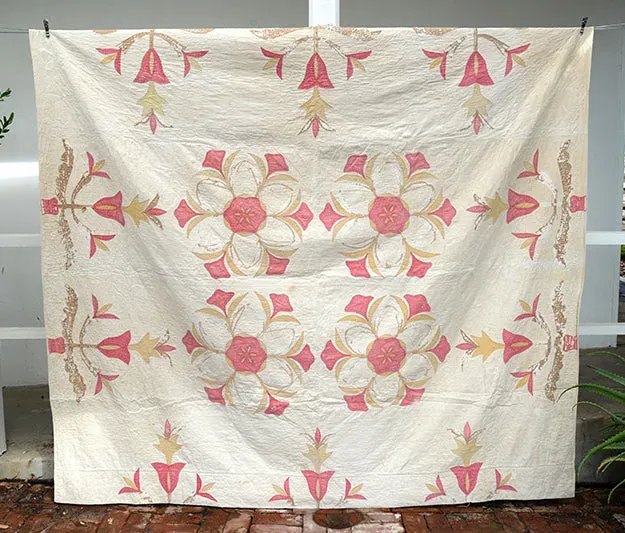 French General Appliqué quilt ancien coton 183x218 cm
