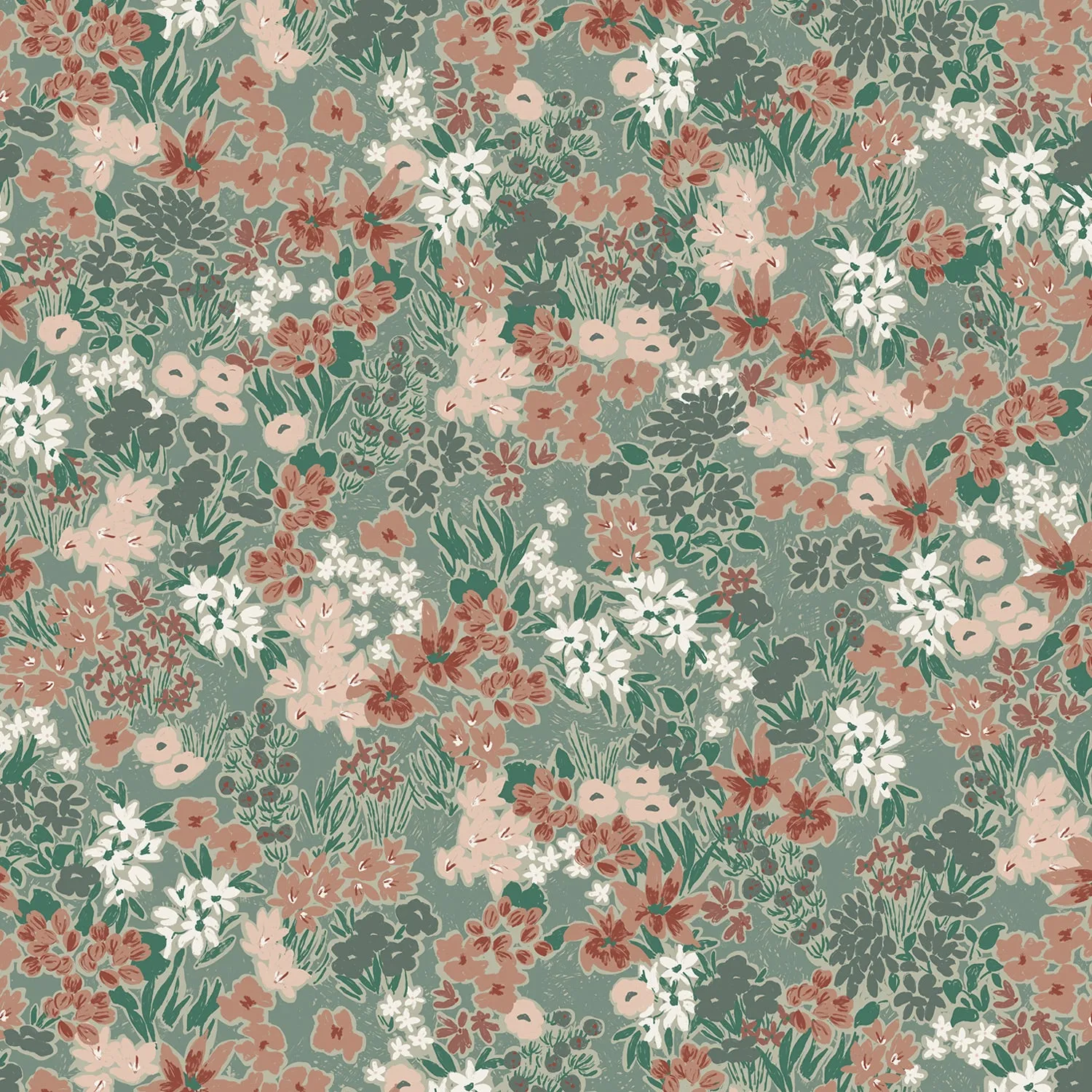 La Maison Naïve tissu crépon viscose Prairie Laurier fleuri