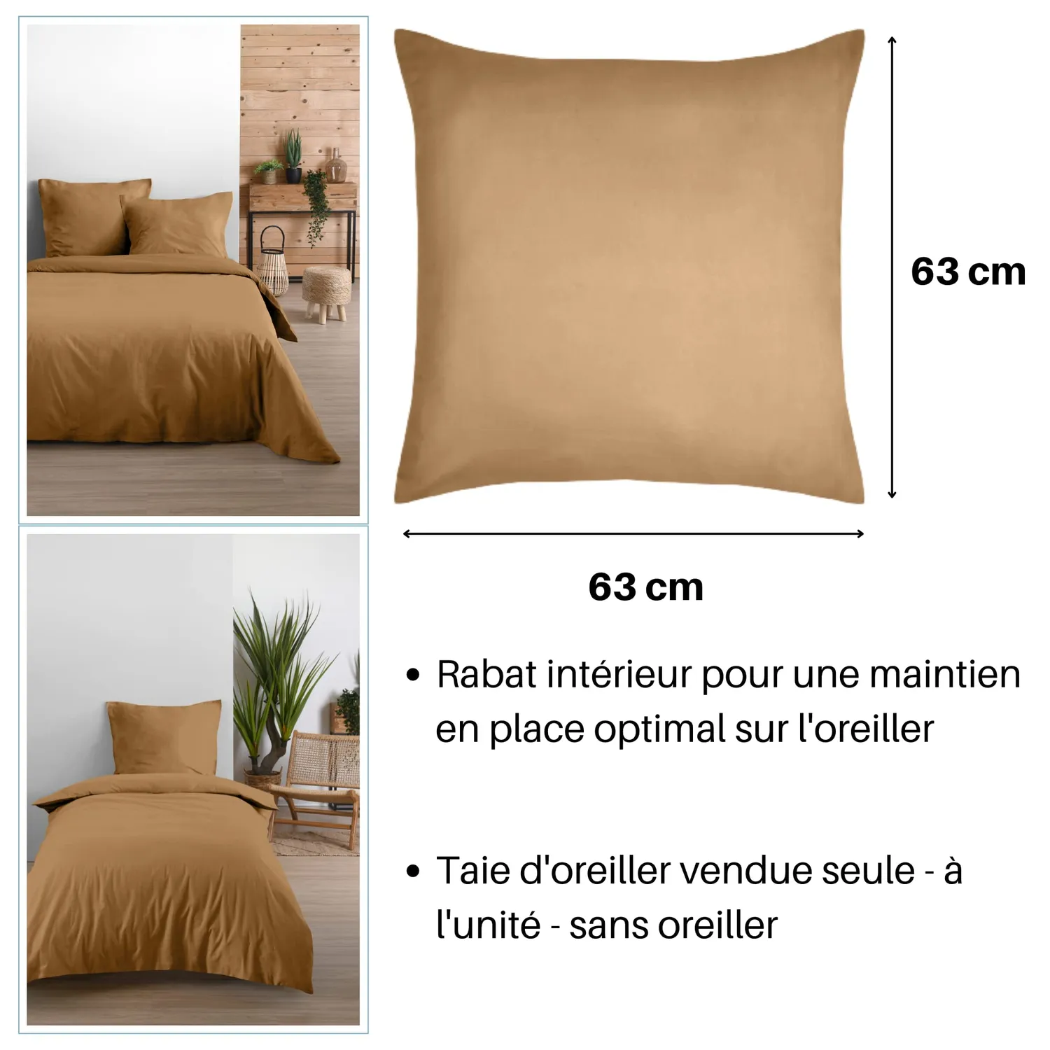 Stof Eden taie d’oreiller 63x63 cm curry coton