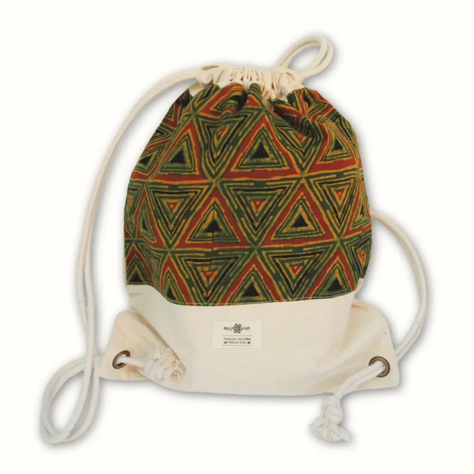 Tribu Indigo block print sac à dos 40x30 cm coton bio