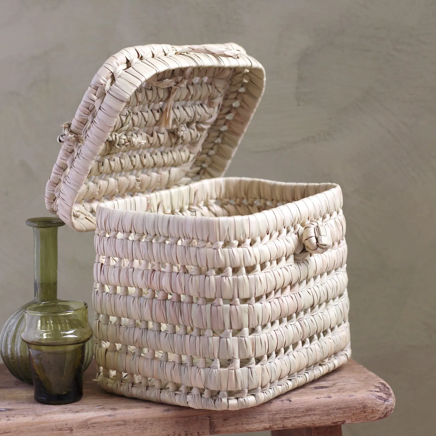 La Maison Naïve Petit Vanity palme rangement tressé main