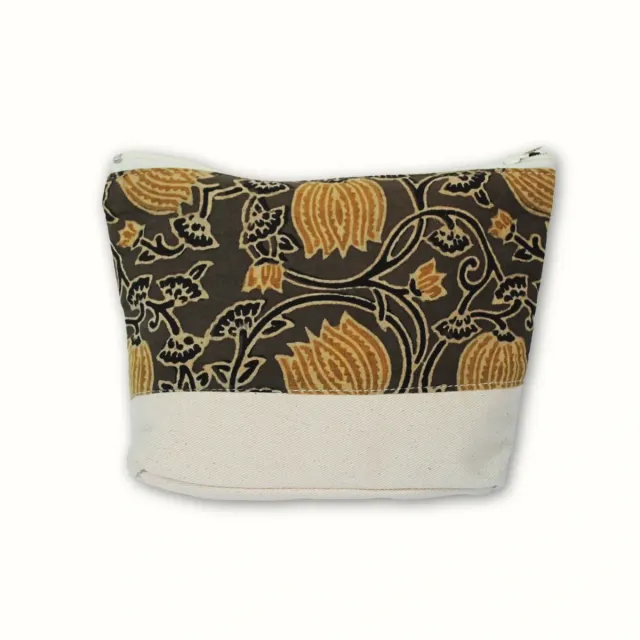 Tribu Indigo Kalam pochette tissu 18x15 cm marron