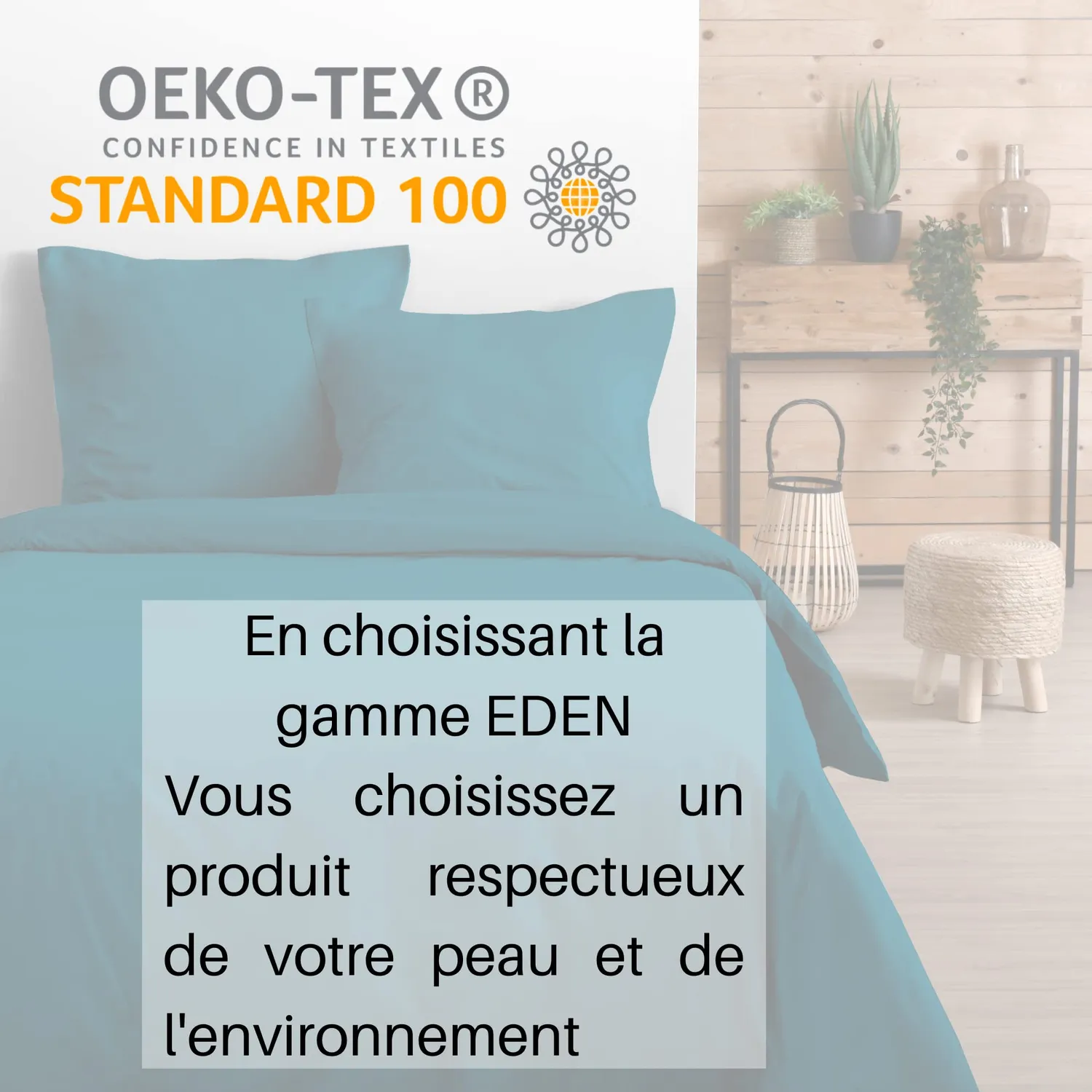 STOF Eden drap plat 240x300 pétrole coton