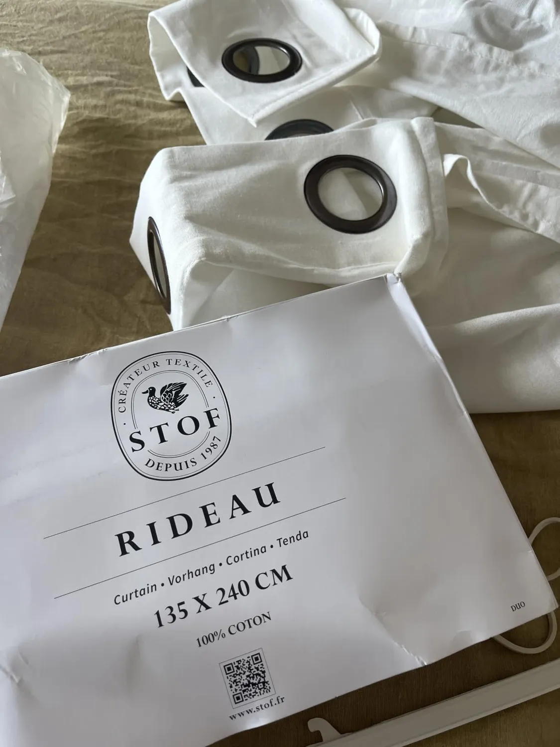 STOF Duo rideau occultant coton écru 240x135 cm