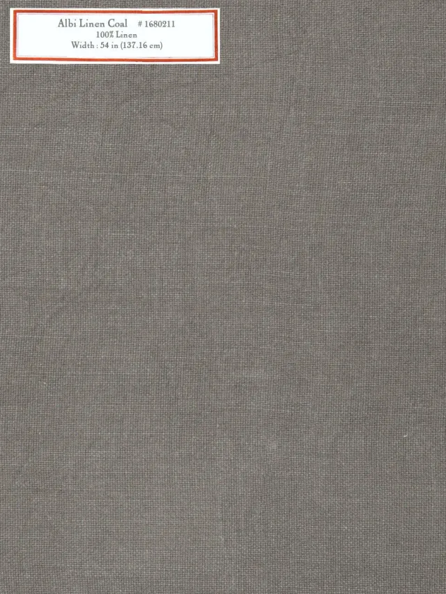 French General Albi Linen Coal tissu ameublement lin