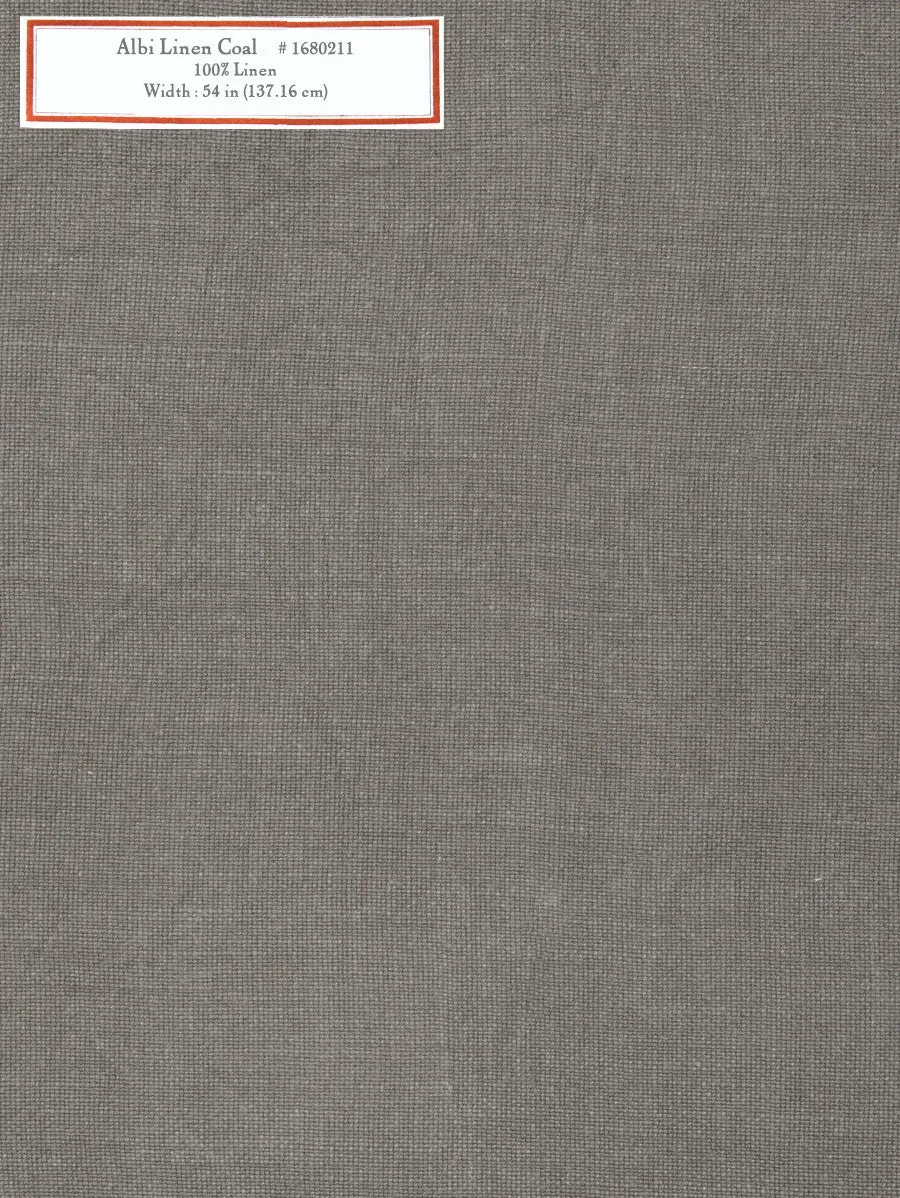 French General Albi Linen Coal tissu ameublement lin