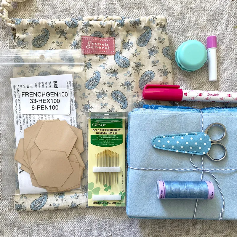 Hetties Patch Shades of Blue kit tote à liens coton