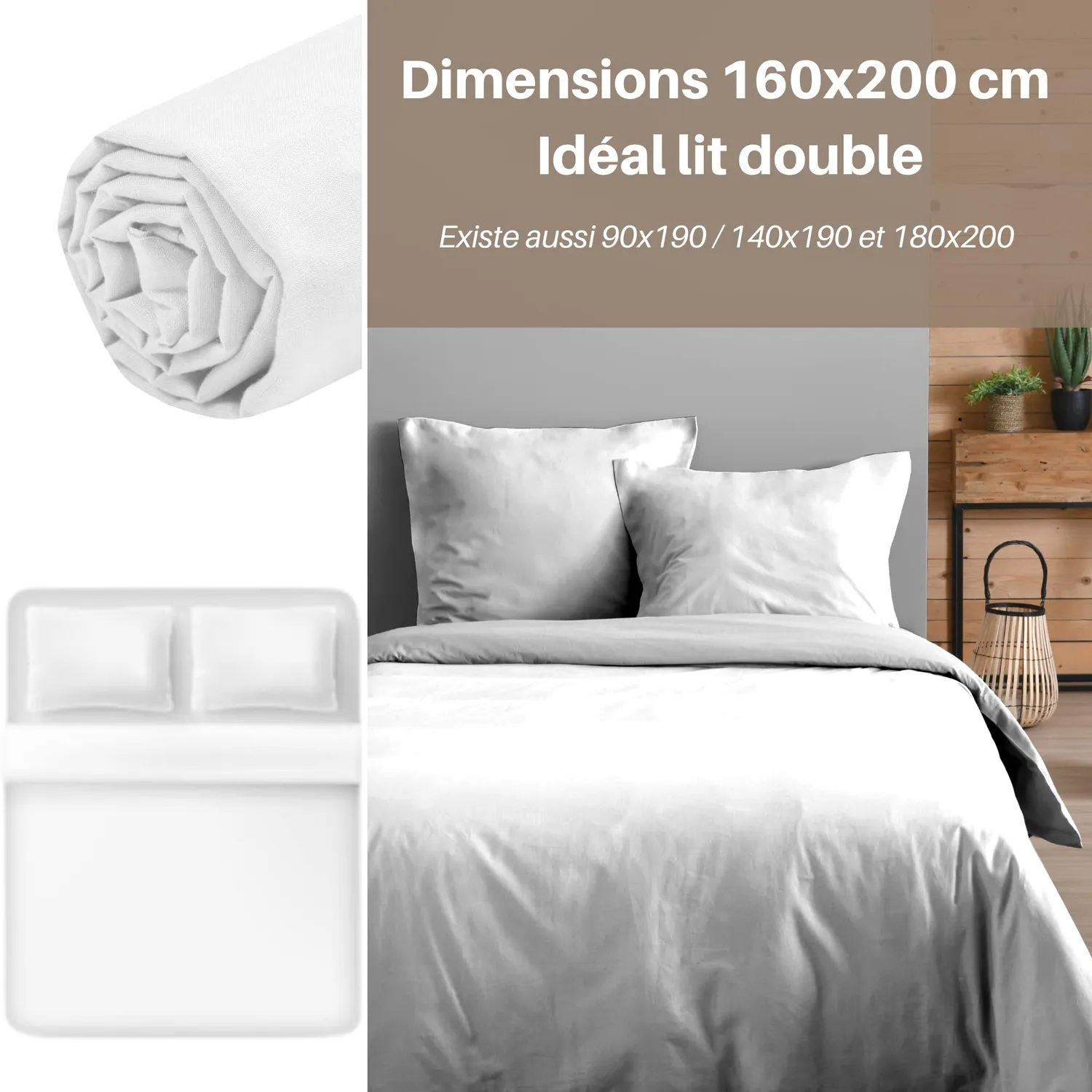 STOF Eden drap-housse 160x200 blanc coton