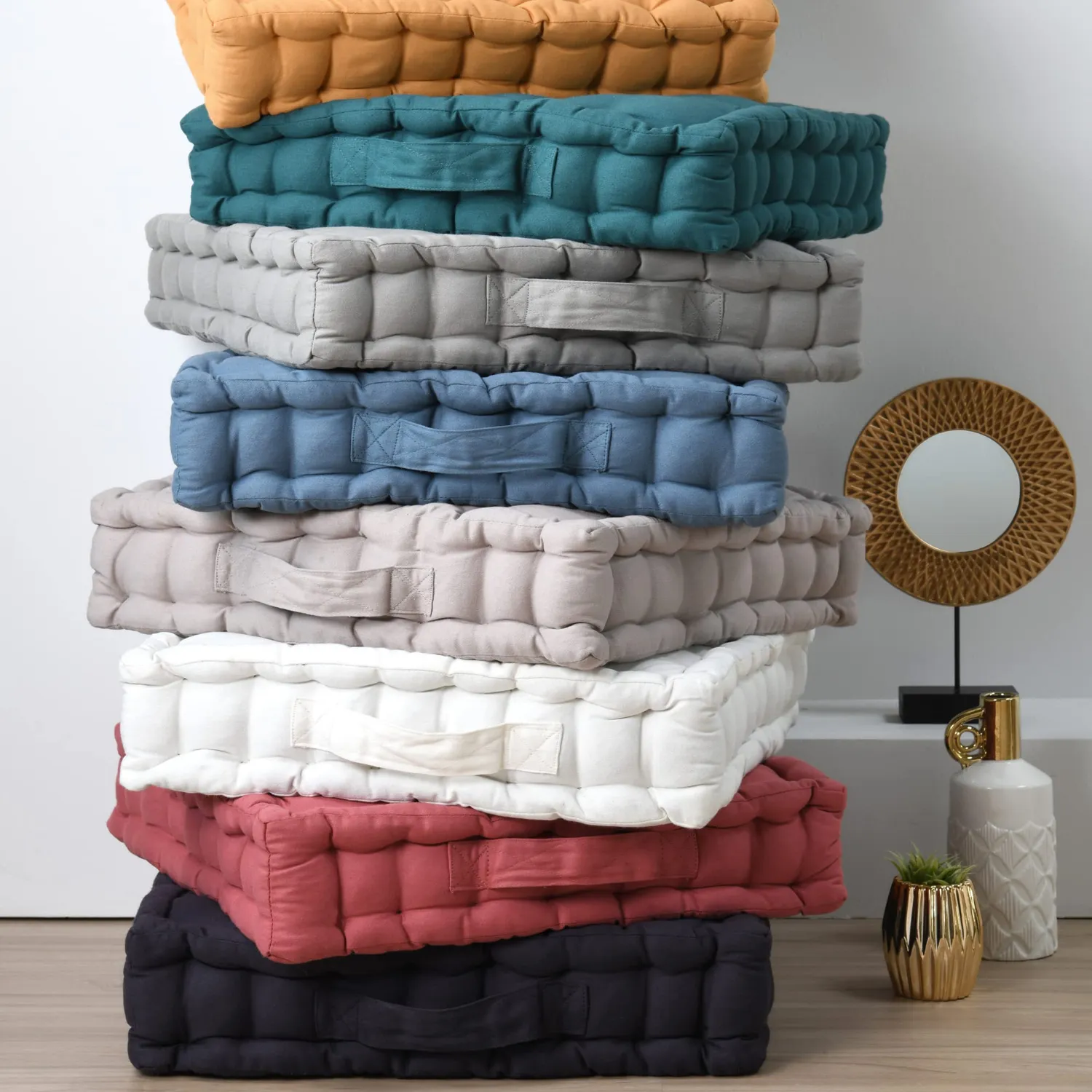 Stof Oxford coussin de sol 45x45 cm sauge satin coton