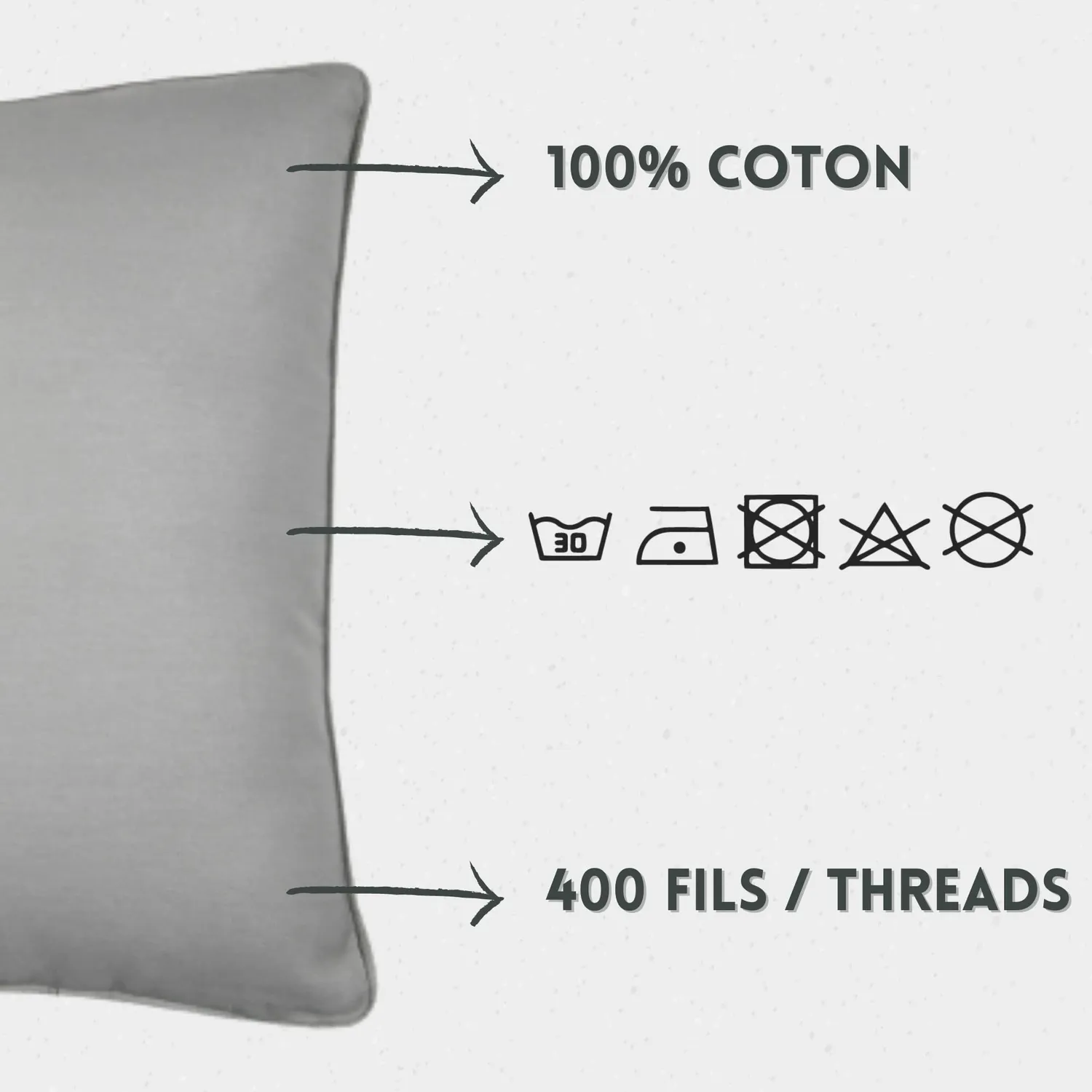 Stof Oxford coussin 45x45 sauge satin de coton