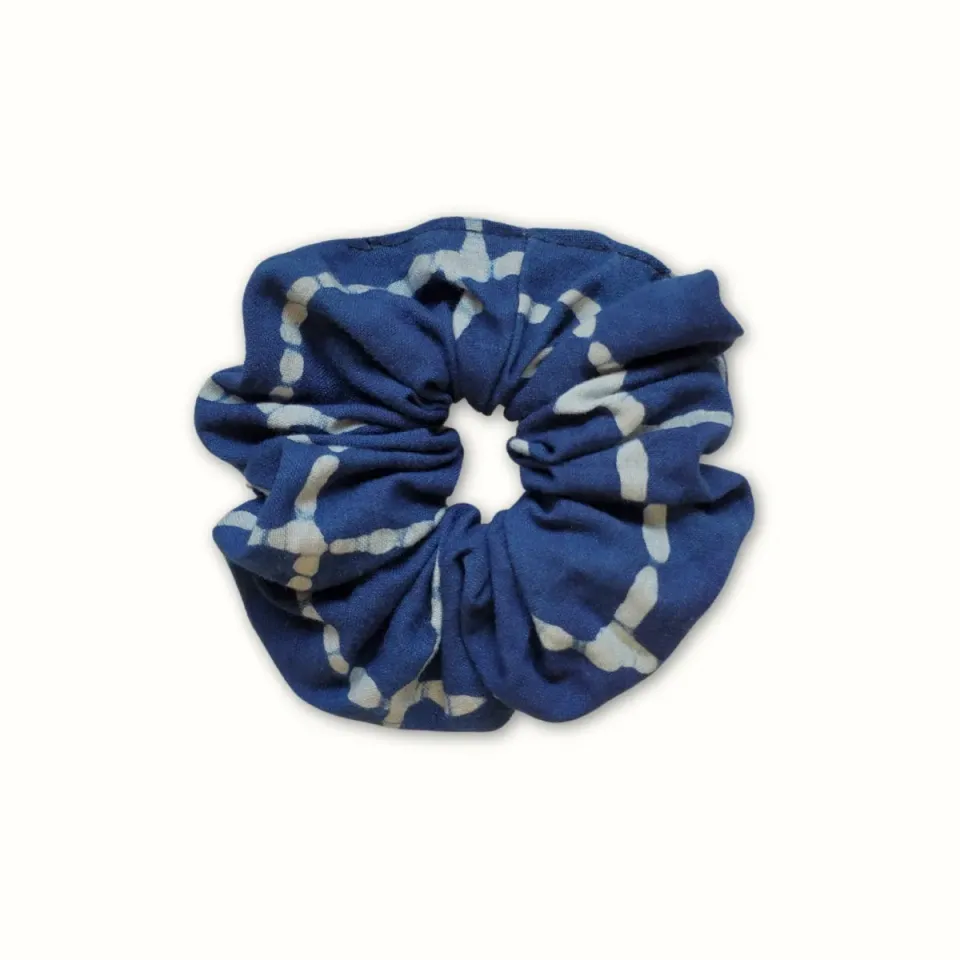 Tribu Indigo dabu chouchou cheveux bleu indigo motif fin