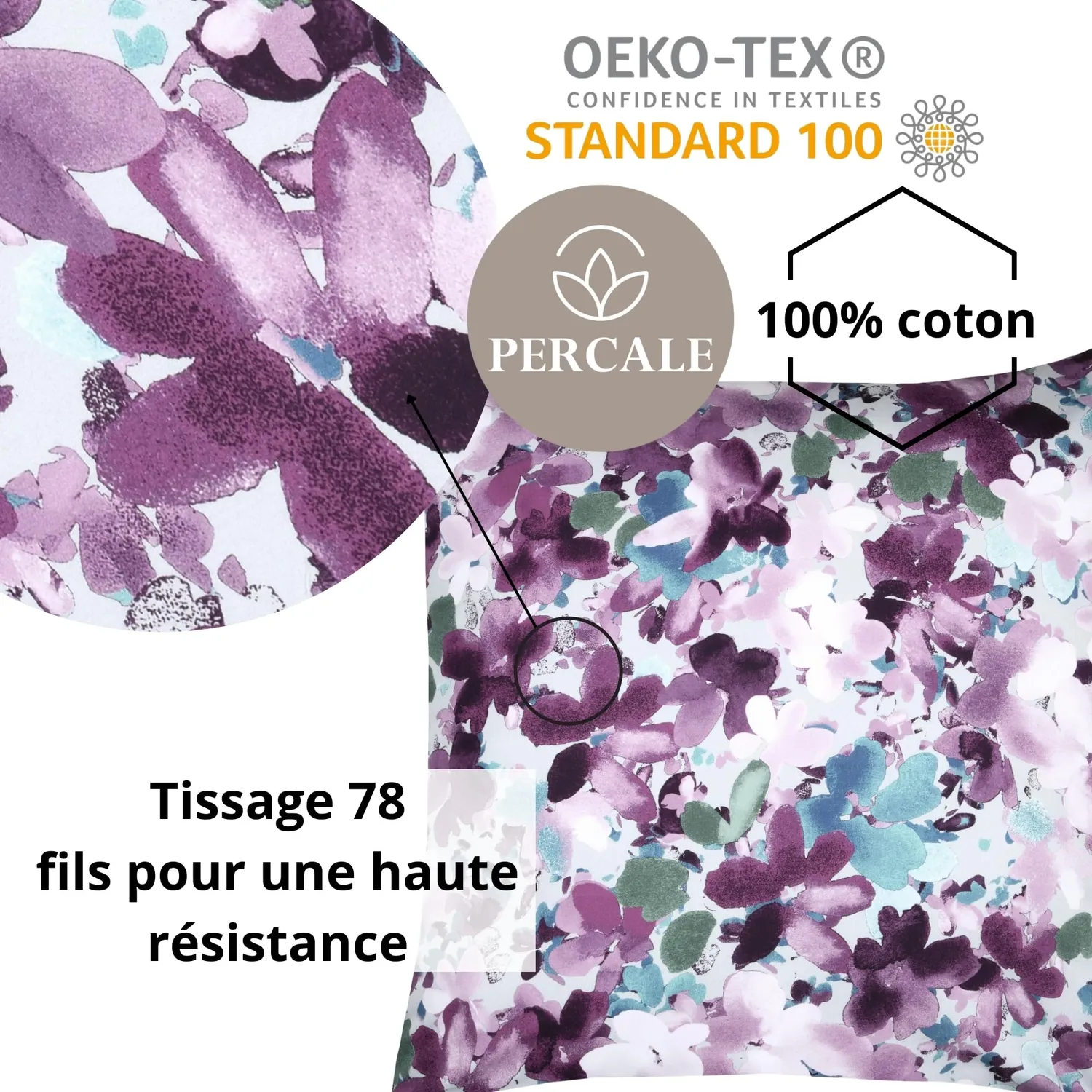 STOF Pervenche taie d'oreiller 63x63 rose percale