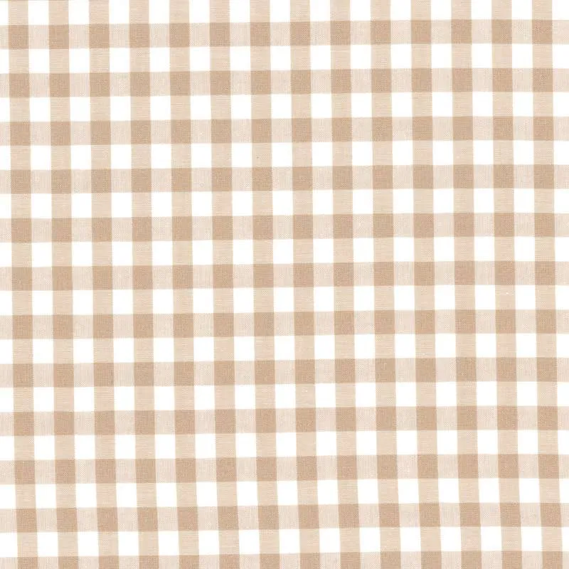 Yoko Saito 2026-03-A01 tissu coton vichy blanc beige au mètre