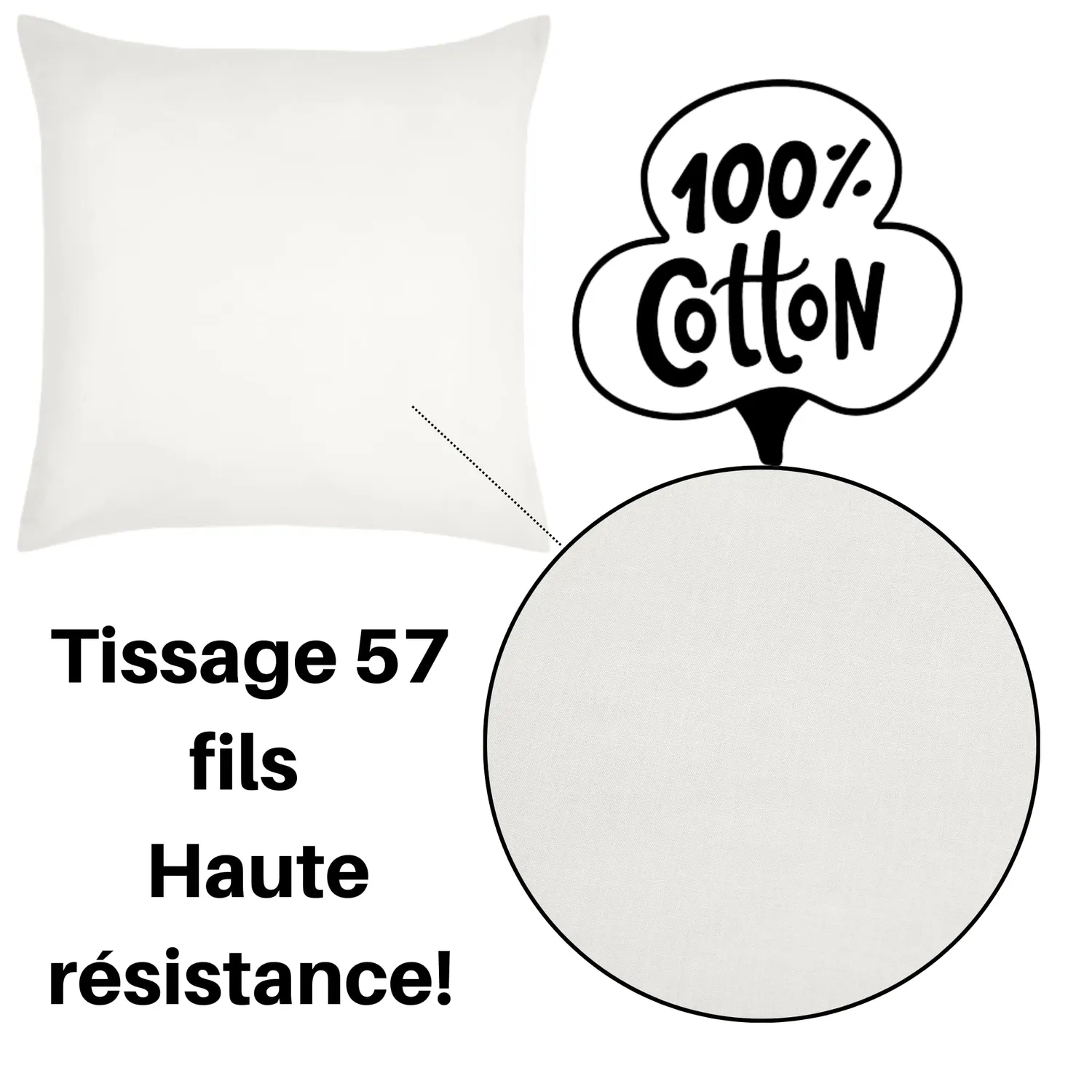 STOF Eden taie oreiller 63x63 cm ivoire coton