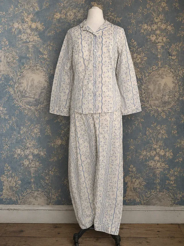 French General L'Esprit de Provence Bouquet Stripe pyjama voile de coton