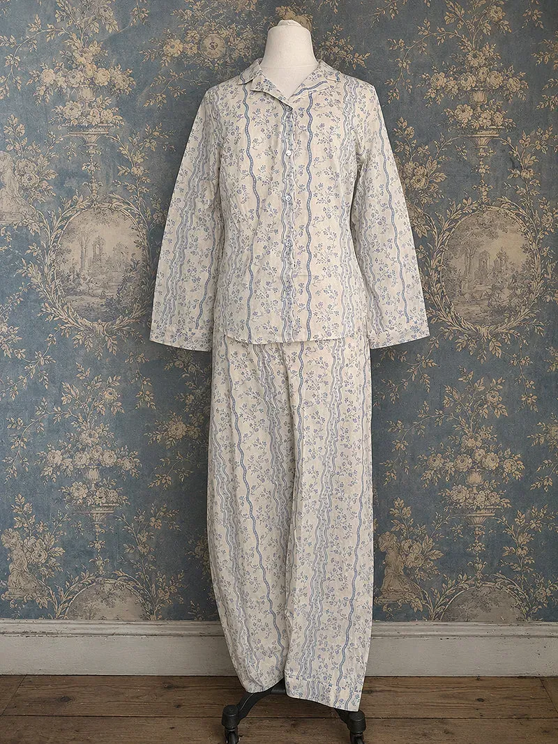 French General L'Esprit de Provence Bouquet Stripe pyjama voile de coton