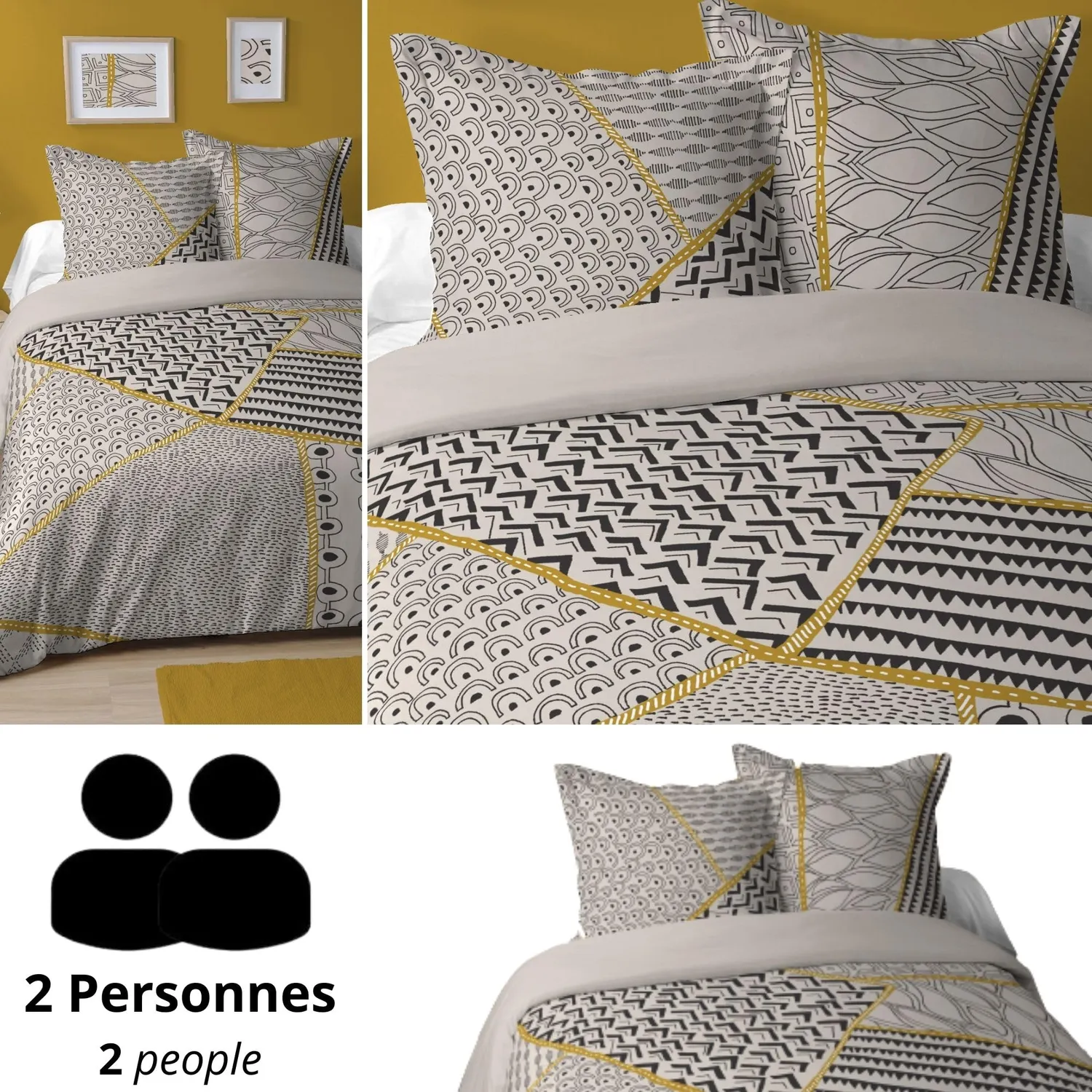 Stof Fresno parure housse couette 240x220 jaune