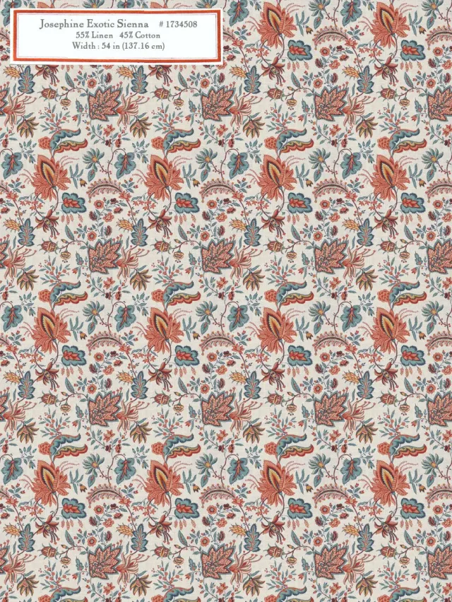 French General Josephine Exotic Sienna tissu ameublement au mètre