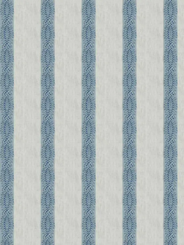 French General Elodie Bleu tissu lin indigo ameublement mètre